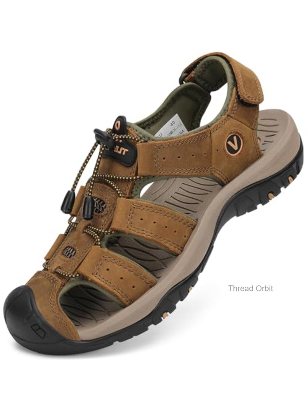 FLARUT Men's Sport Sandals Closed Toe Leather Water Hiking Shoes